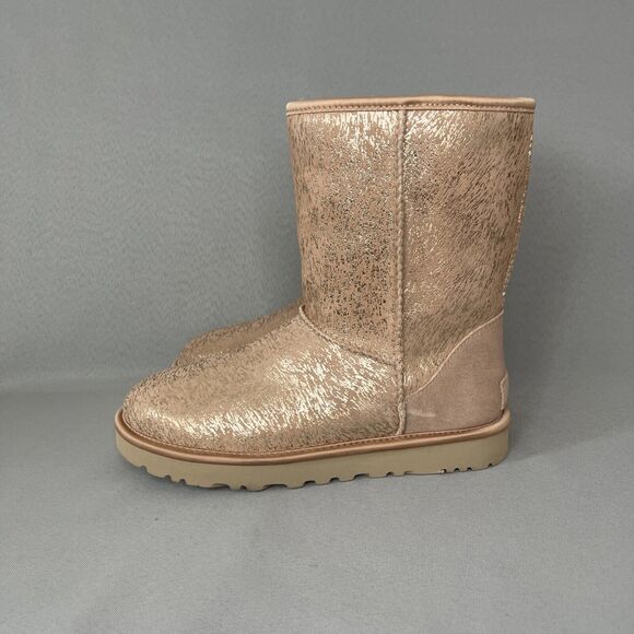 New Womens UGG Boots Sz 7 Classic Short Arroyo Marble Matte Heel Pink Tan Gold - Picture 8 of 16
